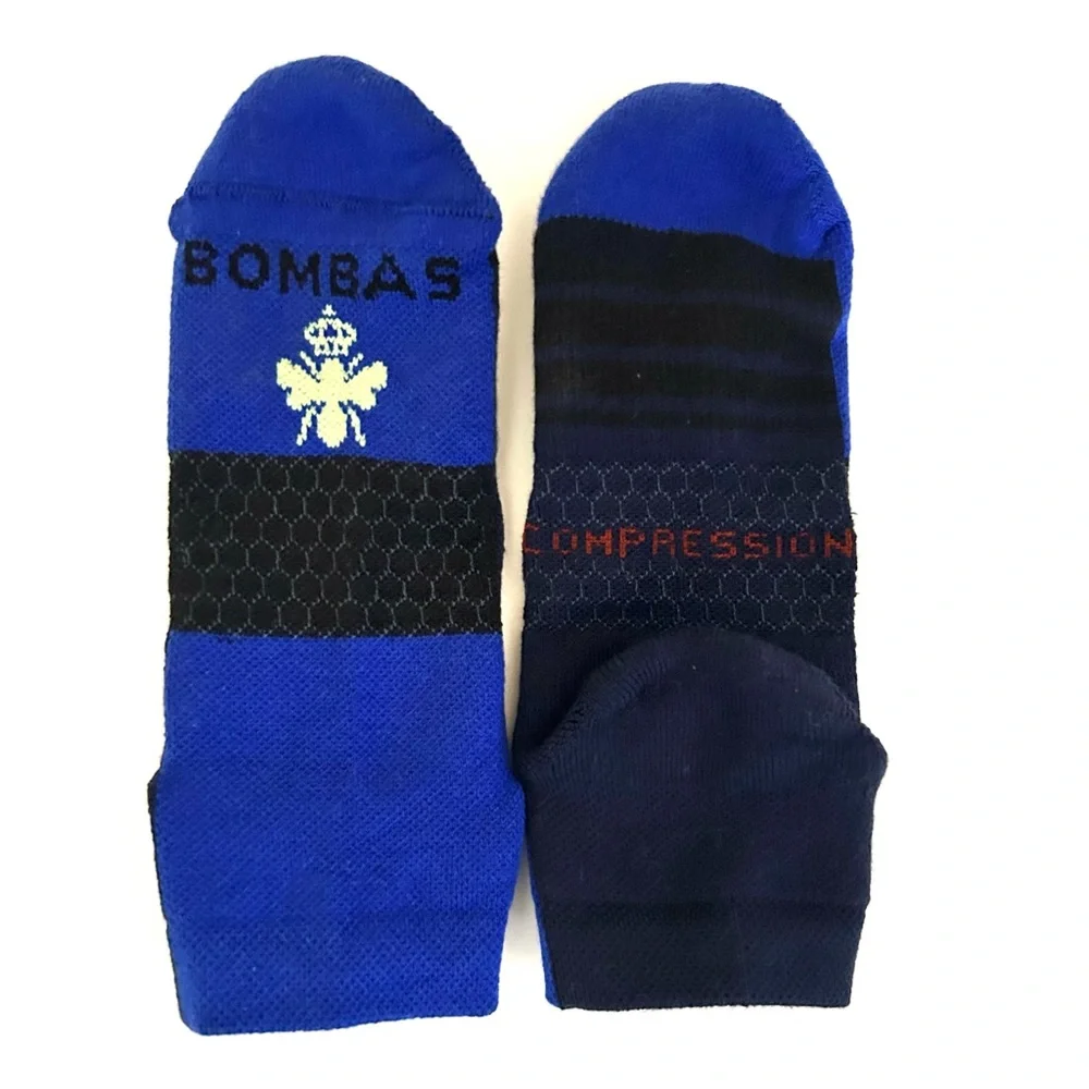 Bombas New Performance Compression Ankle Sock Medium Blue w/ Black Yellow